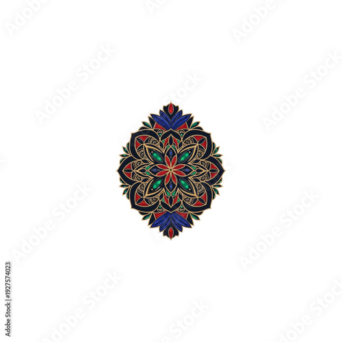 Vibrant Colorful Ornate Mandala Design Element
