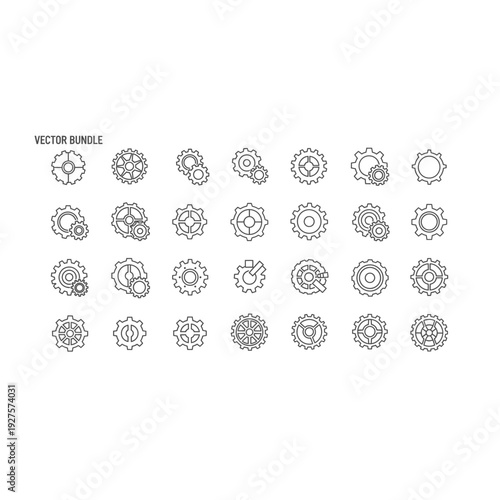 Pixel Art Gears and Cogs Mechanism Icon Set