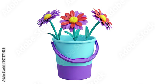Colorful Flowers in a Bucket