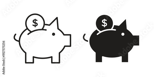 Piggy bank icon vector. EPS 10 editable vector bundle