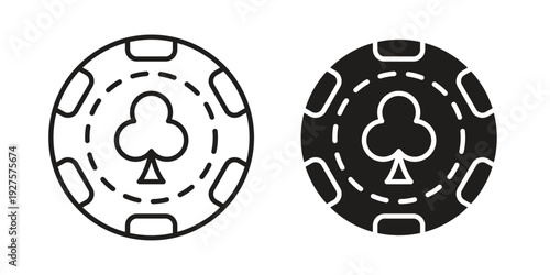 Poker chip icon vector. EPS 10 editable vector bundle