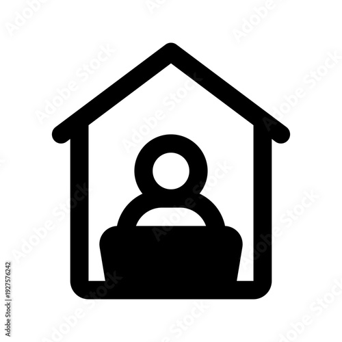 work from home solid line icon