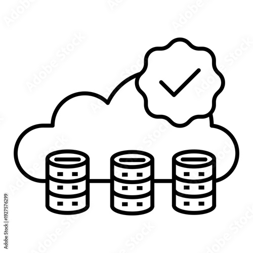 verified cloud storage line icon with editable stroke
