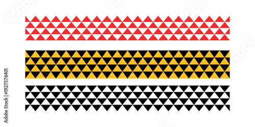Red yellow black white triangle geometric patterns