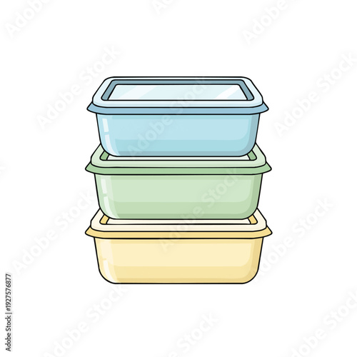Stacked Food Storage Containers in Bright Colors for Kitchen Organization