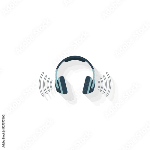 Wireless Audio Headphones with Sound Wave Illustration