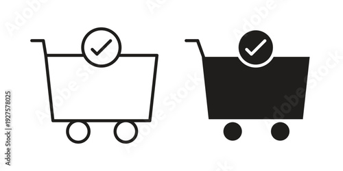 Shopping cart check icon vector. EPS 10 editable vector bundle