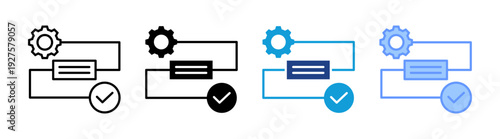 Process icon set multiple style collection
