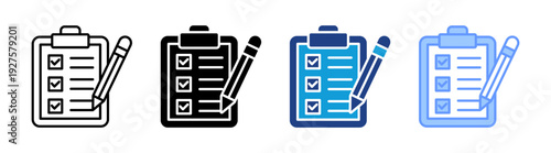 Clipboard icon set multiple style collection