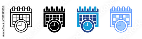 Schedule icon set multiple style collection