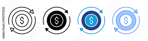 Cash Flow icon set multiple style collection