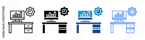 Workplace icon set multiple style collection