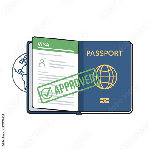 Travel visa and passport icon