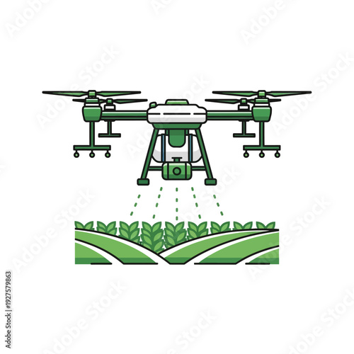 Agricultural drone vector icon
