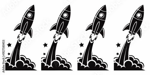 A series of four images showing a bird in flight with varying wing positions Vector