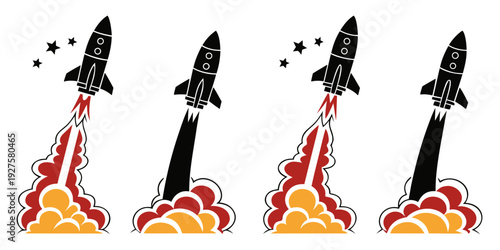 Three fighter jets flying in formation with colorful smoke trails behind them. Vector