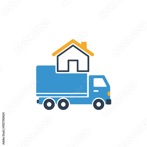 Moving truck with house icon