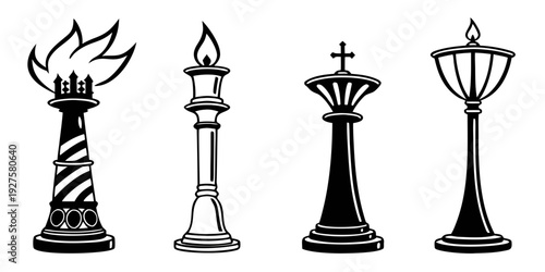 Four distinct chess pieces with unique and elaborate crowns Vector