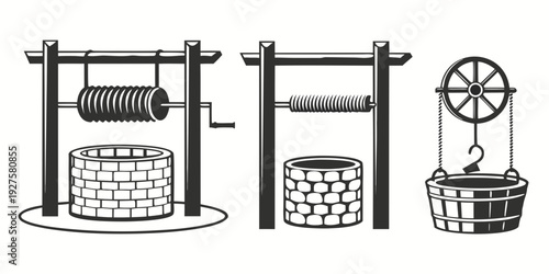 Traditional cotton spinning wheel and modern cotton processing machinery Vector
