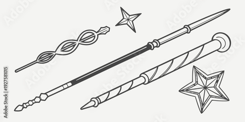 Vintage sewing notions and thread spools with star-shaped buttons Vector