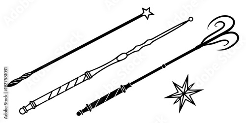 A collection of various crochet hooks and knitting needles Vector