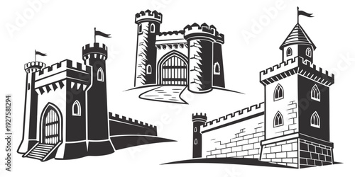 A collection of various architectural structures and buildings from different eras Vector