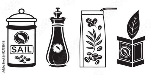 Four different objects representing various professions and industries Vector