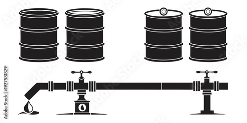 A close-up view of a complex hydraulic system with multiple cylinders and connectors. Vector