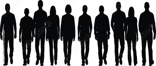 A group of ten people standing in a line