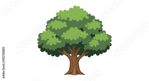 Green Tree Vector Illustration, Nature Graphic, Ecology Design, Isolated on White, Environment Concept