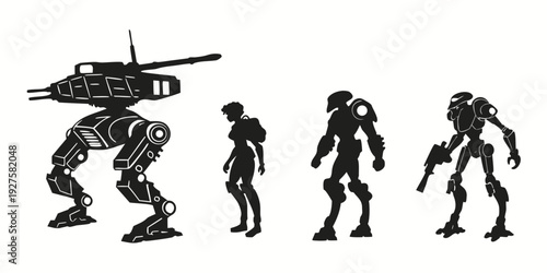 Evolution of human and robot interaction with a helicopter in the background Vector