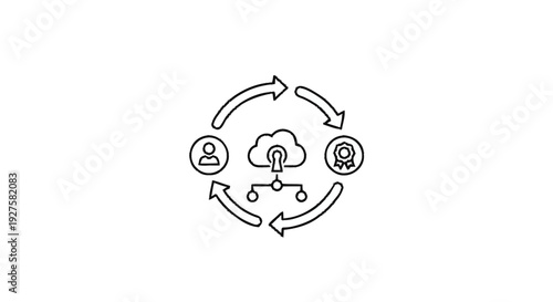 Cloud Computing Workflow and Process Management Icon.