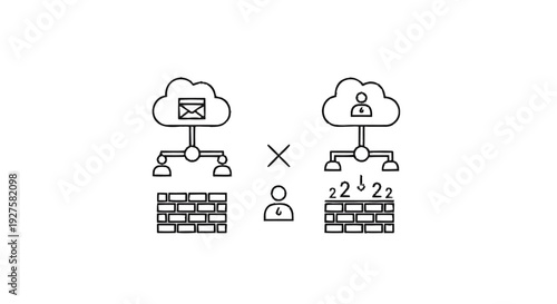 Cloud network security and data protection concept illustration.