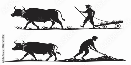 Ancient agricultural practices depicted in a historical illustration Vector