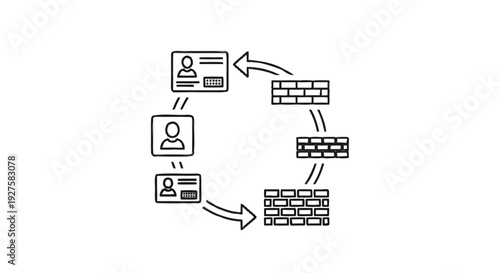 Conceptual diagram illustrating secure data exchange between individuals.