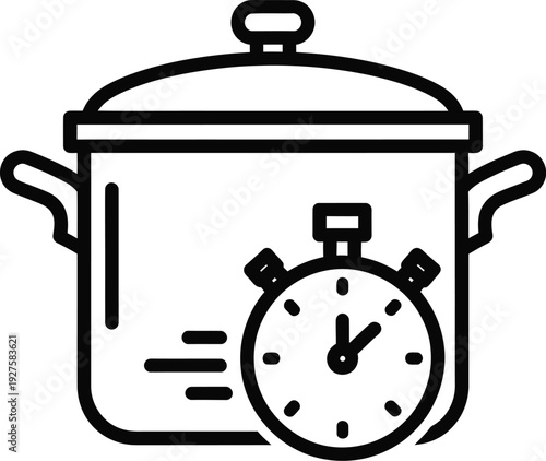 Cooking pot with timer vector illustration, flat design cooking icon