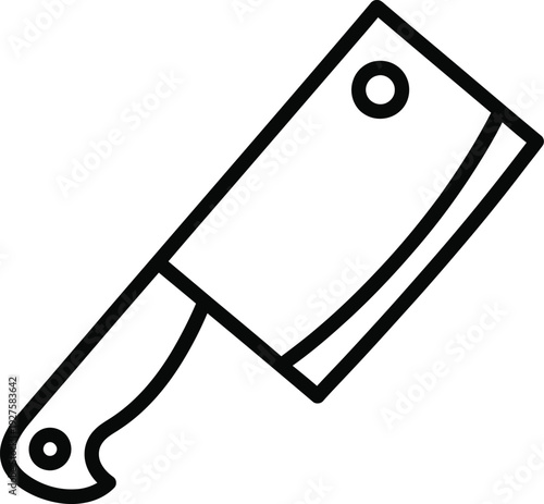 Black and white butcher knife vector illustration, flat design symbol