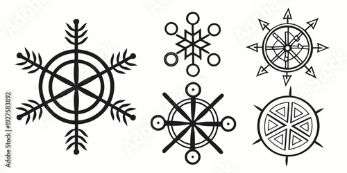 A collection of intricate snowflake designs showcasing unique patterns and structures Vector