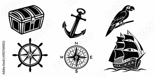 Vintage nautical symbols and icons on a white background Vector