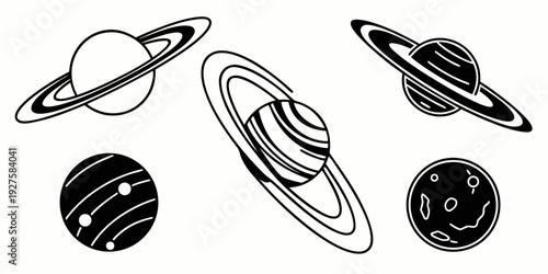 A collection of various planets and celestial bodies in space Vector