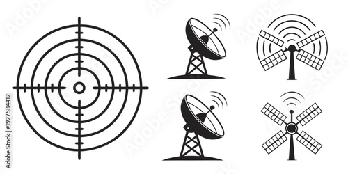 Various types of radio wave patterns and their respective signal strengths Vector
