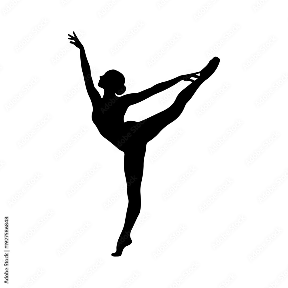 Obraz premium Silhouette of a graceful ballerina in a dynamic pose.