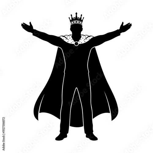 Silhouette of a King with Crown and Cape.