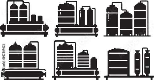 Industrial Equipment Silhouettes for Manufacturing and Factory Settings