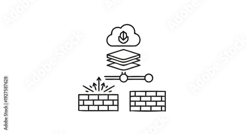 Cloud Data Security Firewall Protection Network Layers.