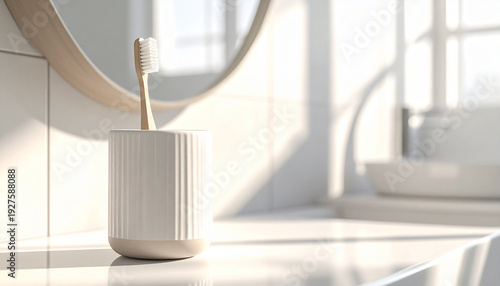 Toothbrush in Holder on Bathroom Counter