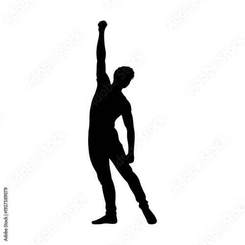 Silhouette of a Dancer Reaching Upwards.