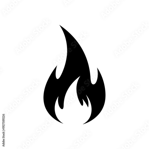 Black flame icon graphic symbol.