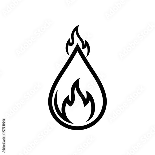 Black flame icon in teardrop shape.