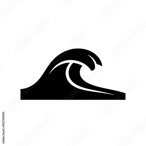Black wave ocean graphic design element.
